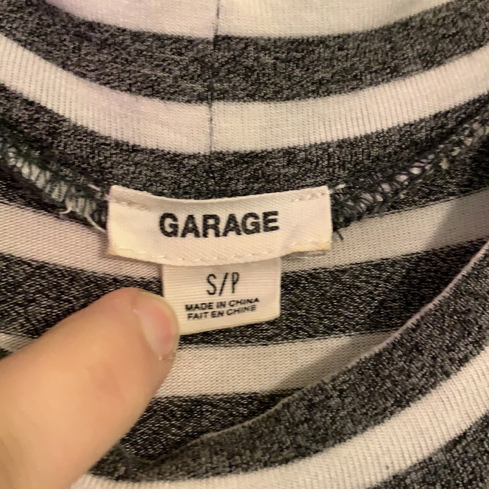 Sleeveless grey & white stripped mid length dress - Picture 2 of 4